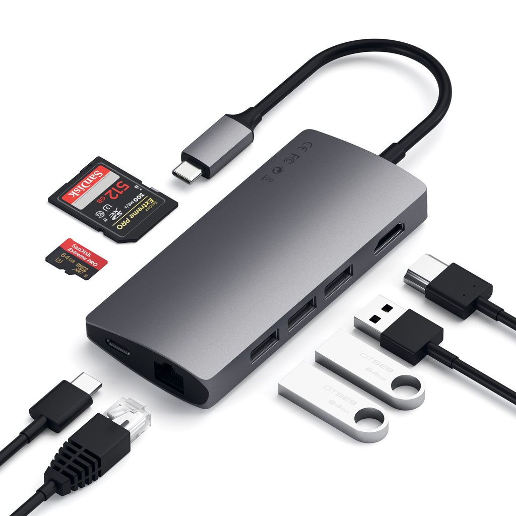USB-концентратор Satechi Aluminum Multi-PortAdapter V2. Интерфейс USB-C. Цвет серый космос